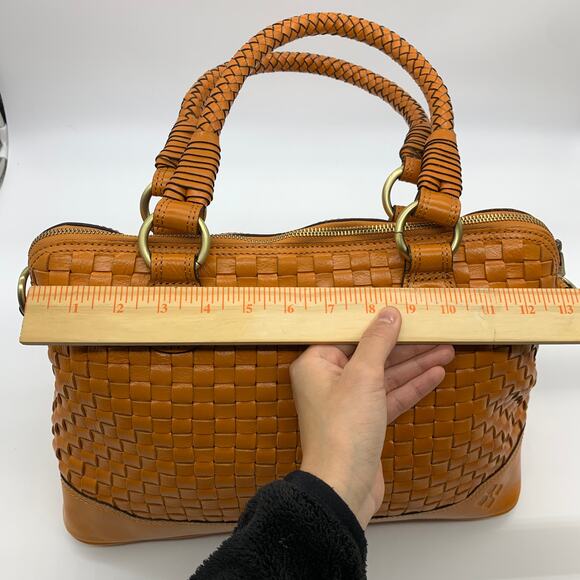 Patricia Nash Discovery Washed Woven Augusta Satchel Sun Orange Color - Picture 9 of 15
